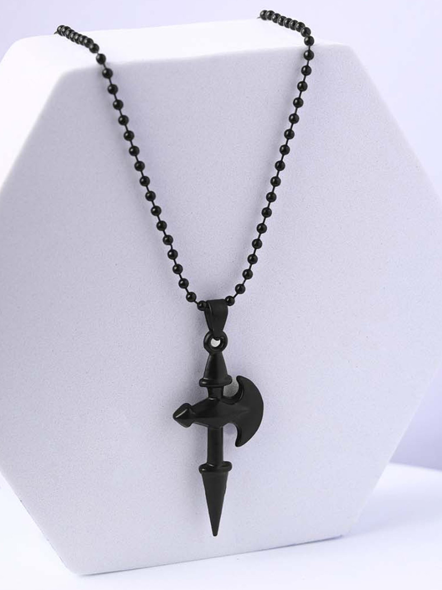Bold By Priyaasi Men's Bold Elegance Black-Plated Axe Pendant Chain