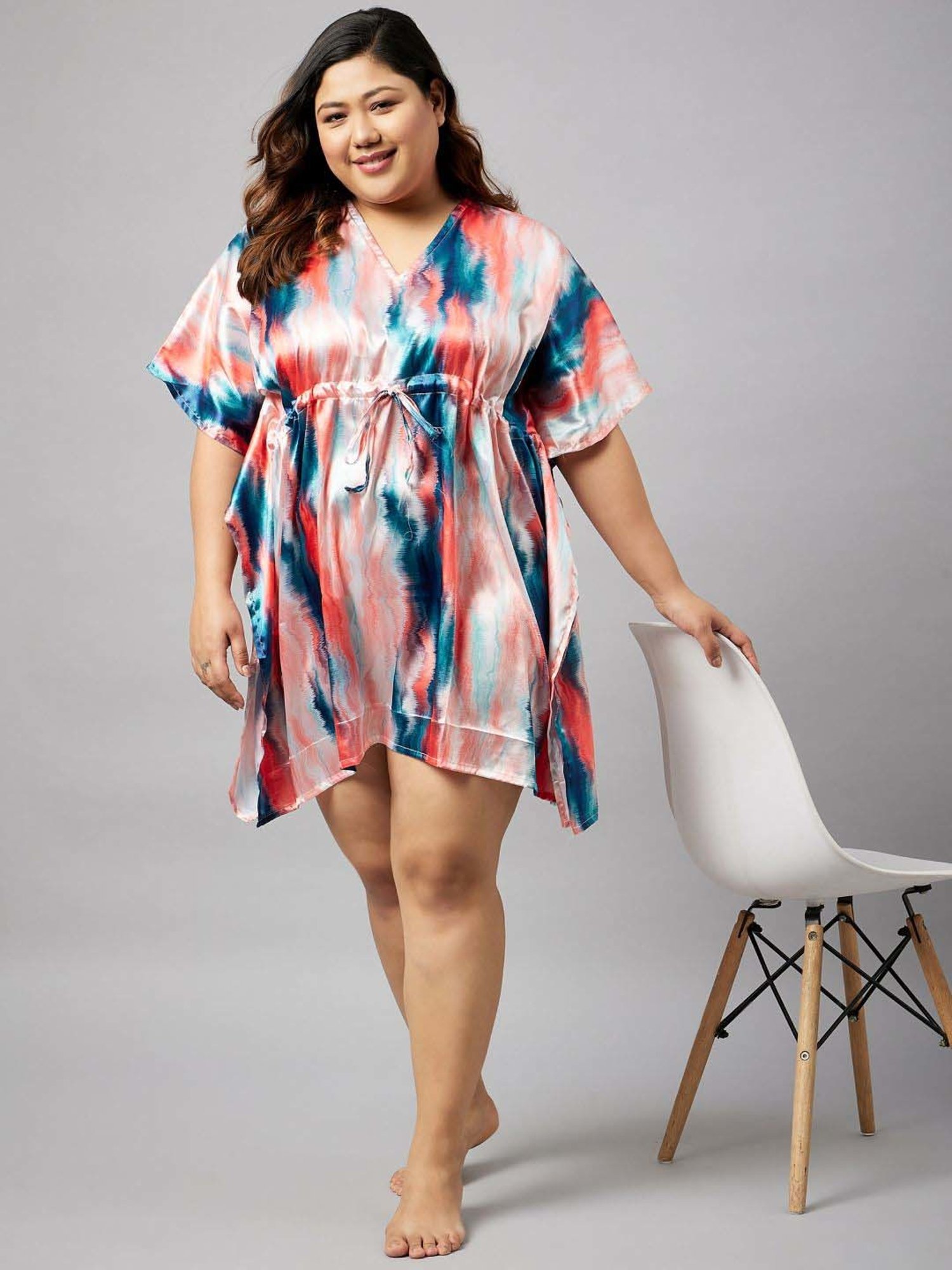 Secrets By ZeroKaata Pink & Blue Printed Kaftan