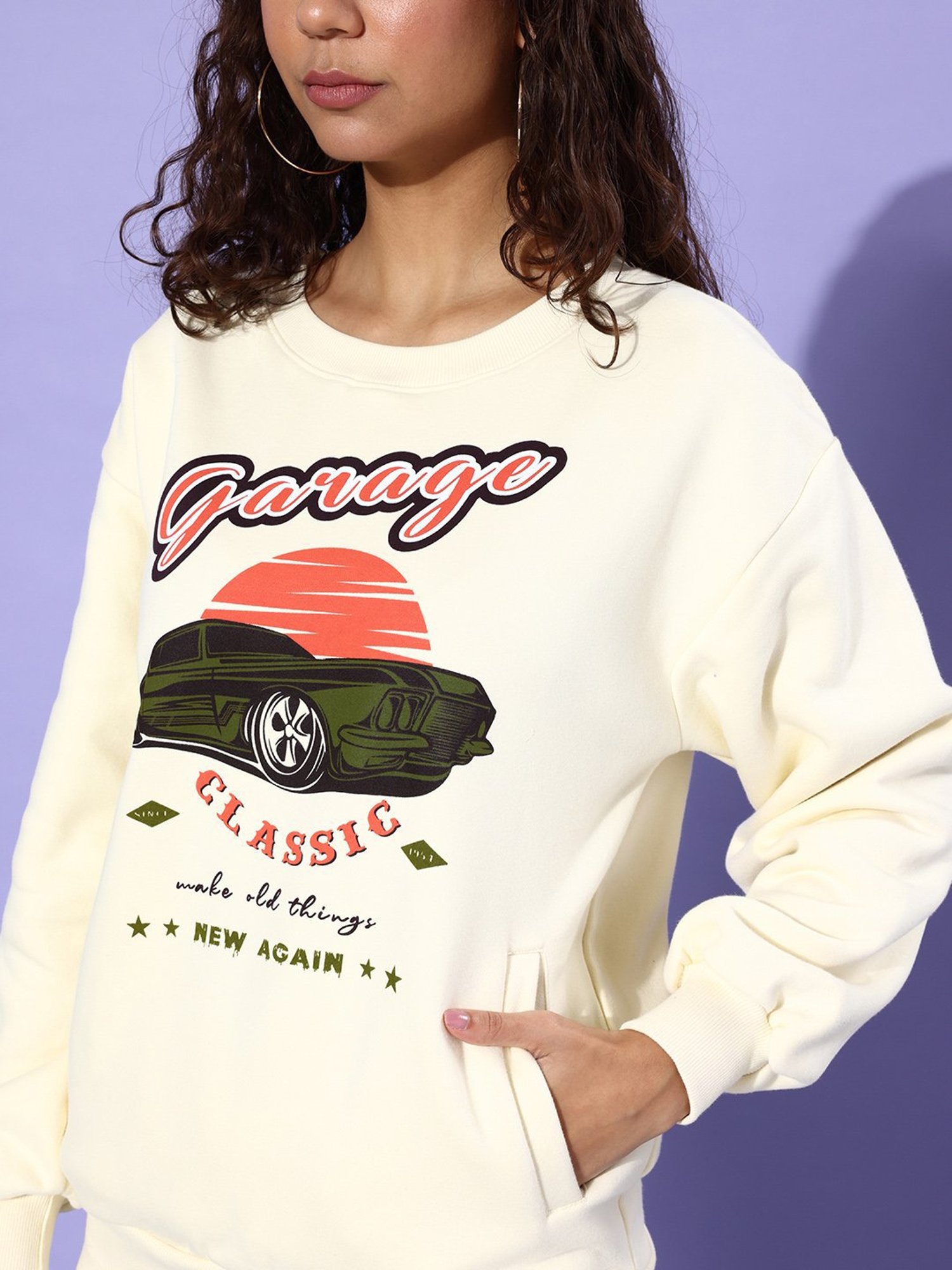 Dillinger Off White Fleece Graphic Print Oversized Sweatshirt