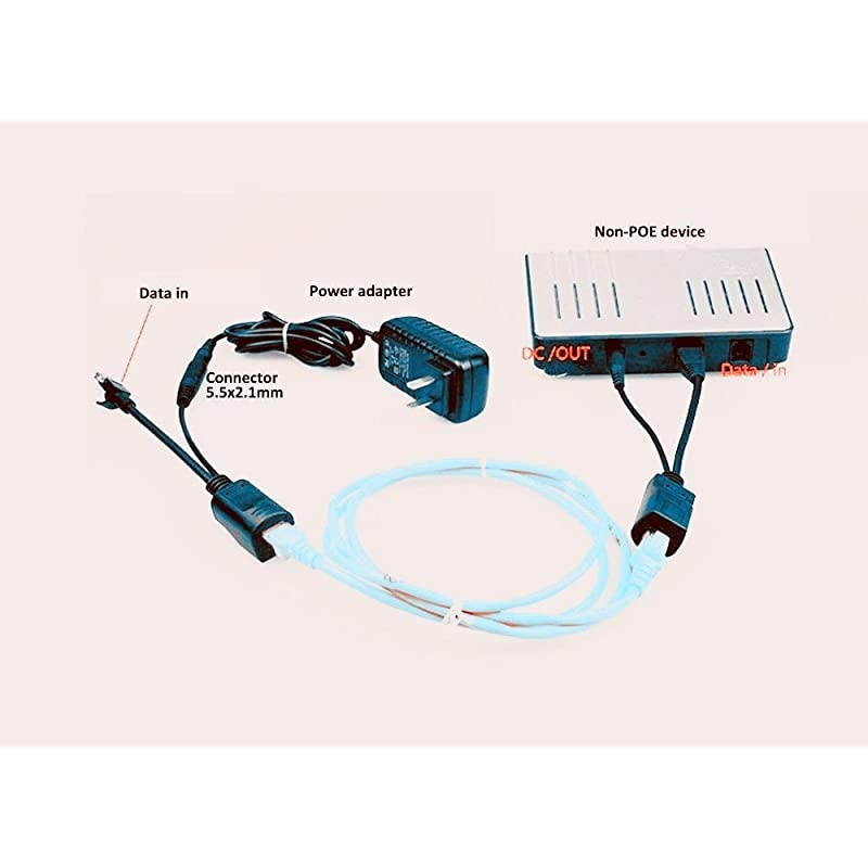 2Kits 4PCS Passive PoE Injector and Splitter Kit with 5.5x2.1 mm DC Power Adaptor Connector,Black