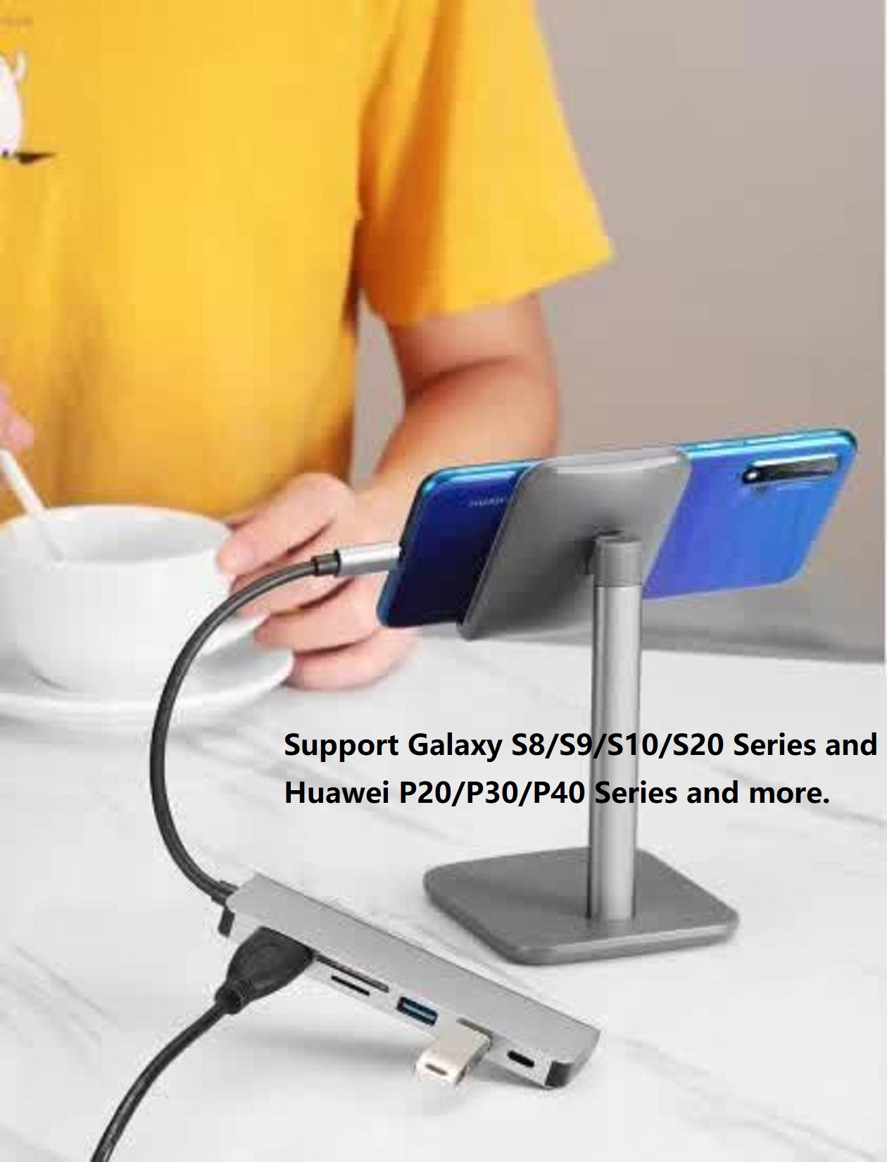 6 in 1 USB C HUB, Type-C to HDMI USB 3.0 SD/TF Card Reader USB-C PD Charger, 4K HDMI, 60W PD Charging, USB Type C Dongle for iPad Pro 2018 / Nintendo Switch / MacBook / Chromebook.