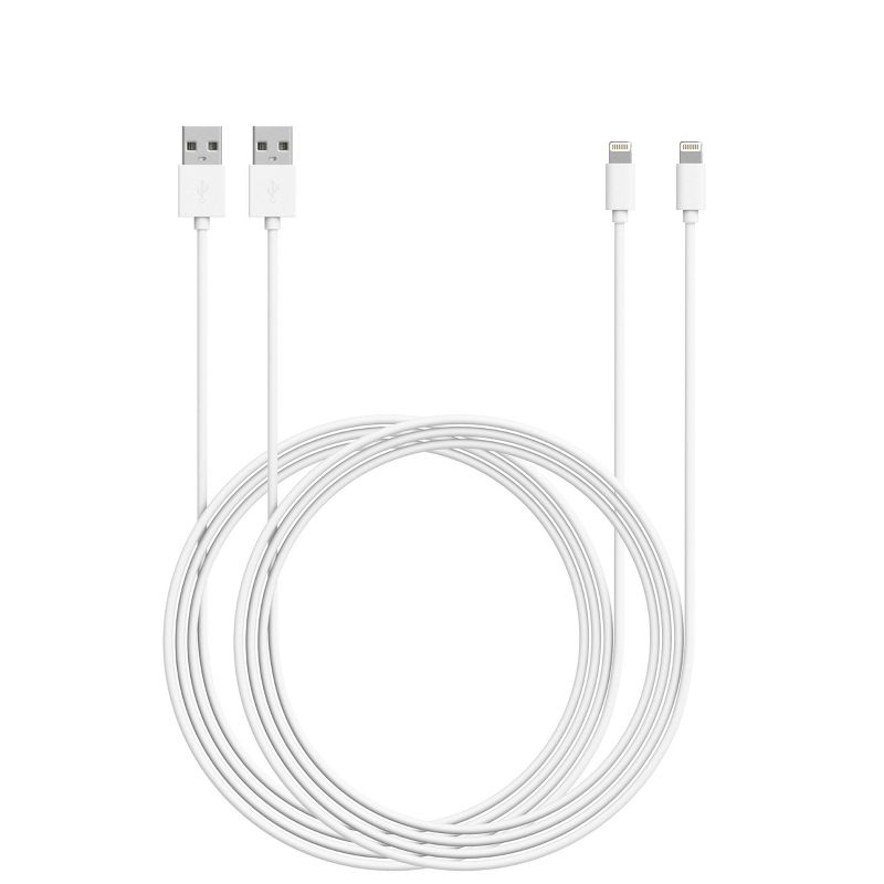 Just Wireless 6ft TPU Lightning to USB-A Cable Dual Pack - White