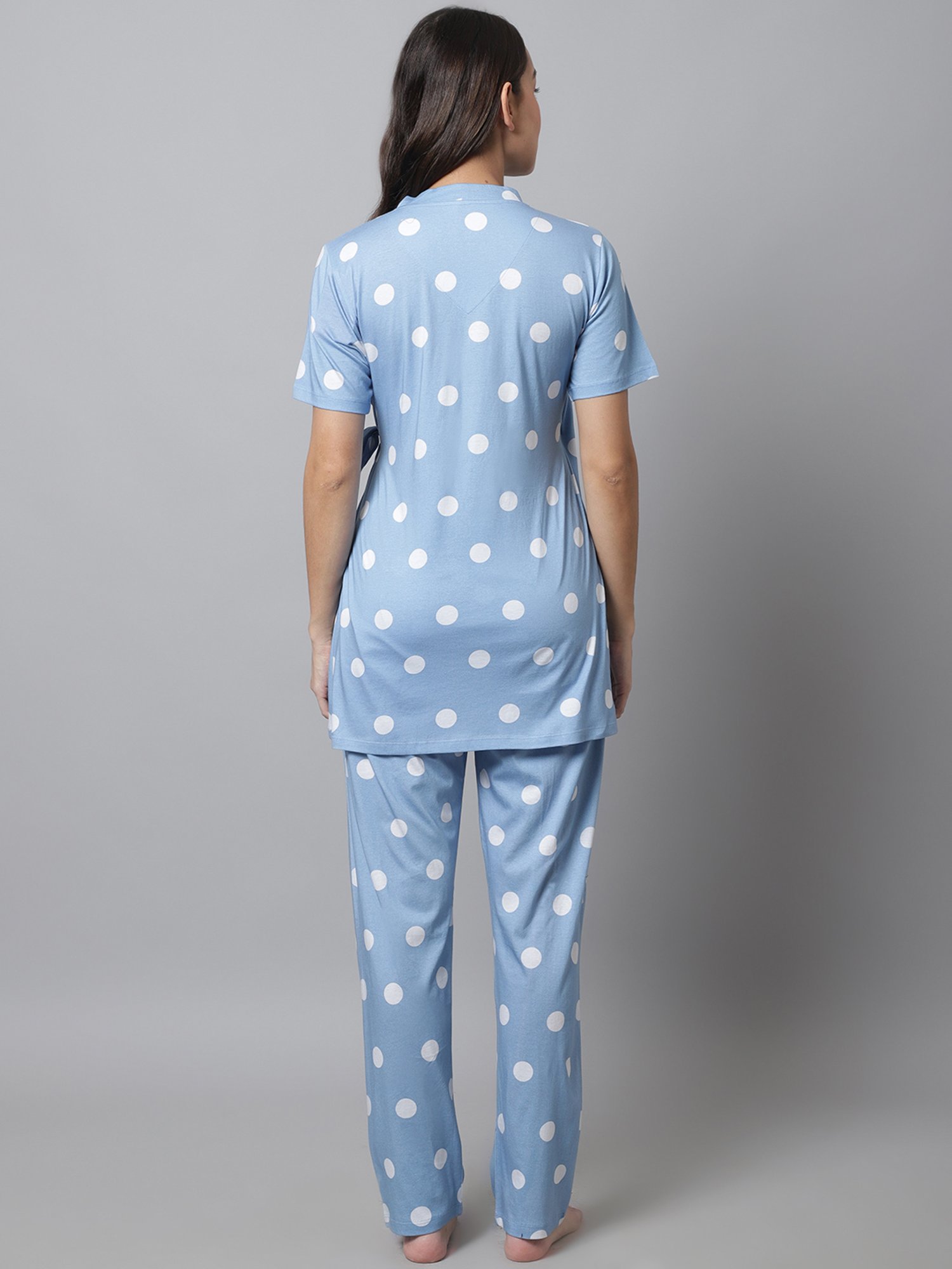 Kanvin Blue Printed Top Pyjamas Set With Inner