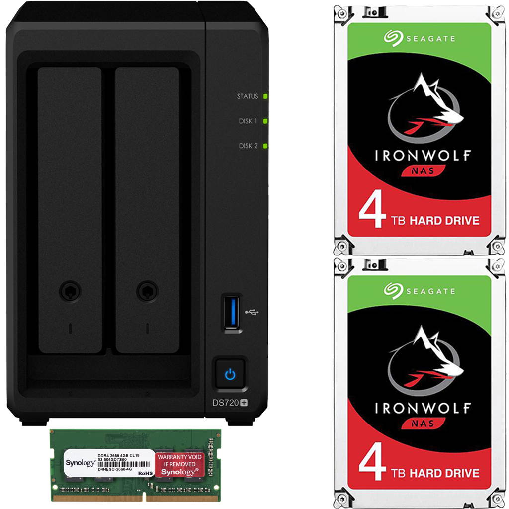 Synology DS720+ DiskStation with 6GB RAM and 16TB (2 x 8TB) of Seagate Ironwolf NAS Drives Fully Assembled and Tested By CustomTechSales