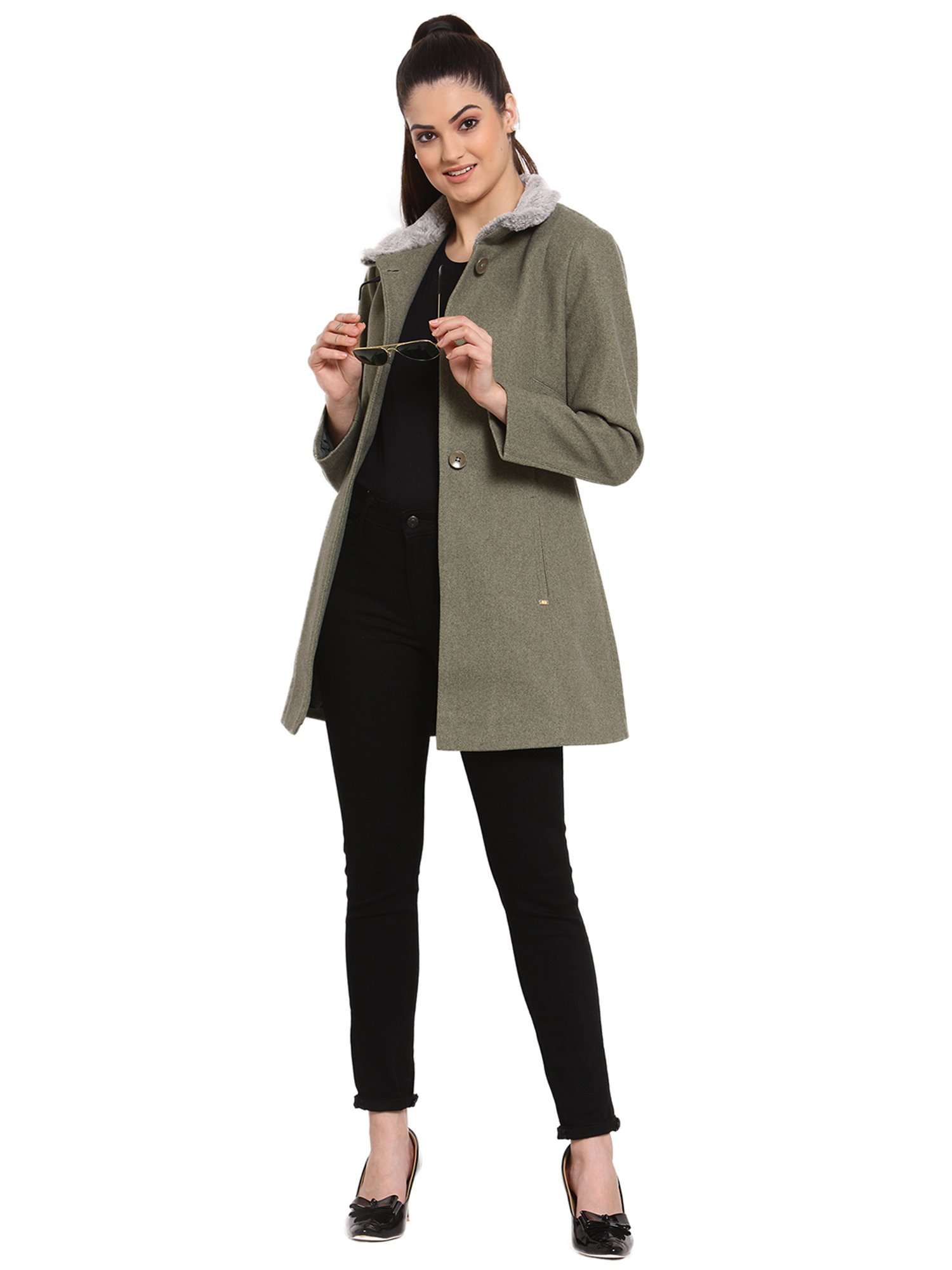 Juelle Olive Full Sleeves Coat