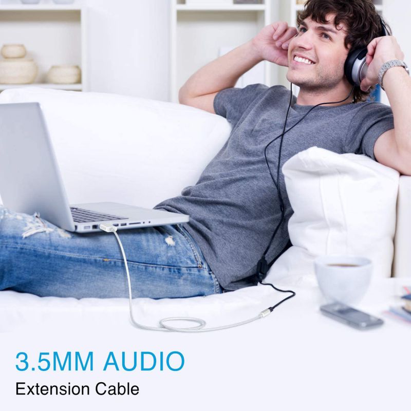 CUUWE USB to 3.5mm Jack Audio Adapter, USB to Aux Cable with TRRS 4-Pole Mic-Supported USB to Headphone AUX Adapter Built-in Chip External Sound Card for PC PS4 PS5 and More [7.69 inch]