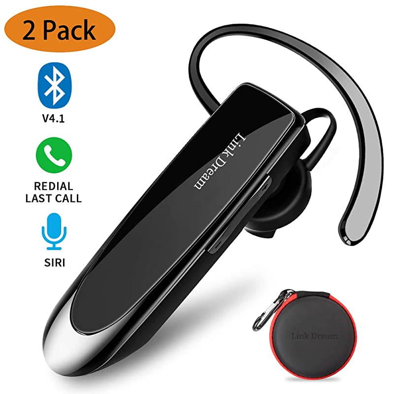 Bluetooth Earpiece for Cell Phone Hands Free Wireless Headset Noise Cancelling Mic 24Hrs Talking 1440Hrs Standby Compatible with iPhone Samsung Android for Driver Trucker 2 Pack