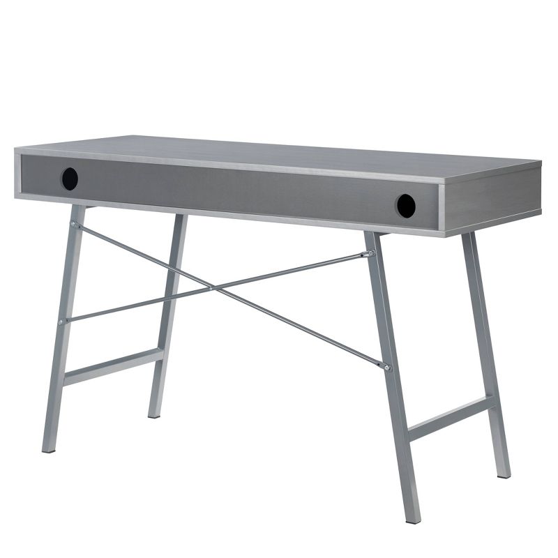 47" Rectangular 1 Drawer Writing Desk with Built In Storage Gray - Home Essentials