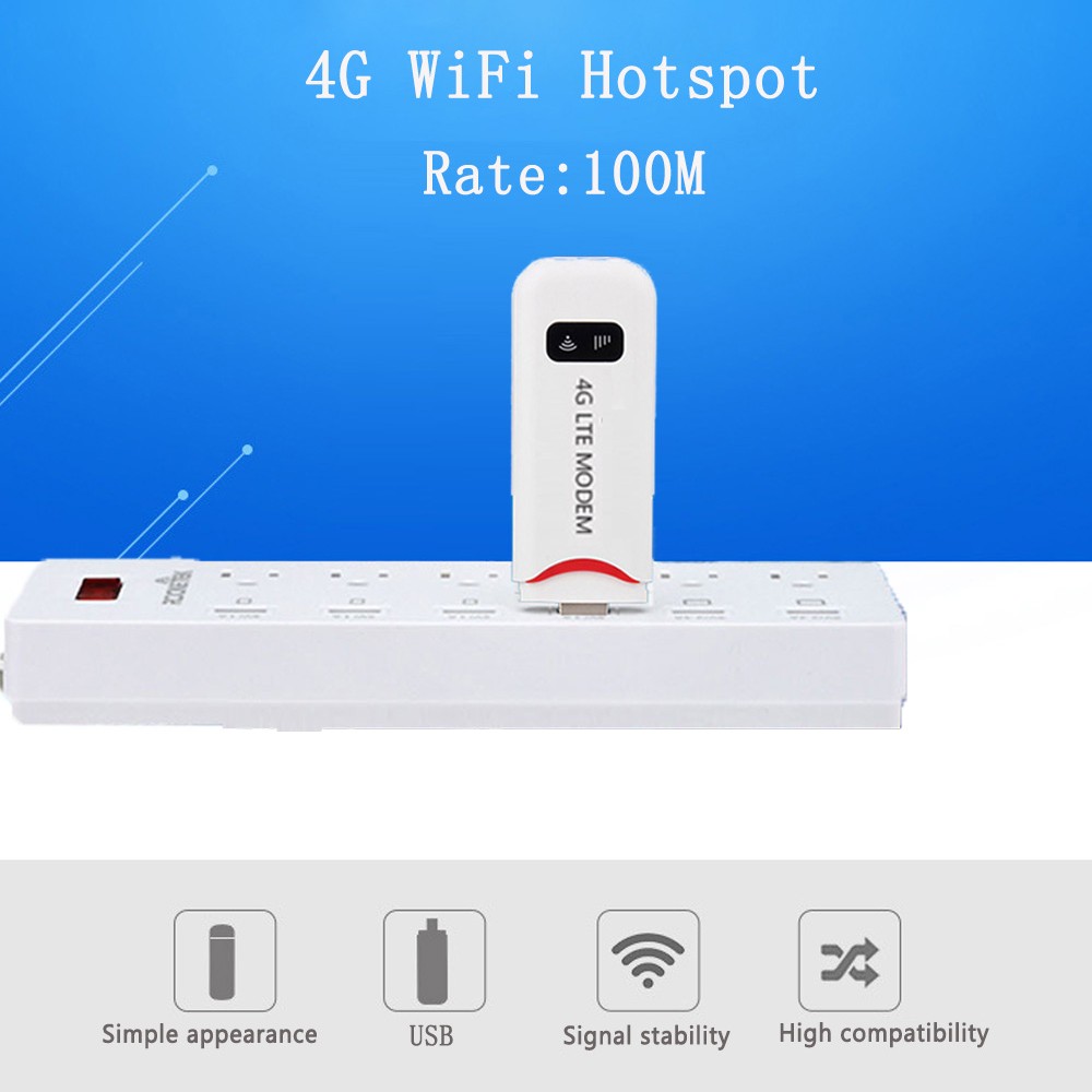 Unlocked QR91F 4G LTE USB WiFi Modem Router 100M Mini Portable USB WiFi Dongle FDD-LTE/WCDMA/CDMA/EVDO US Version White & Red