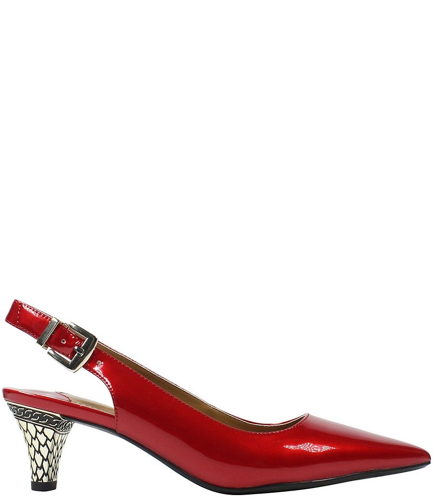 J. Renee Mayetta Slingback Pearlized Patent Dress Metal Heel Pumps