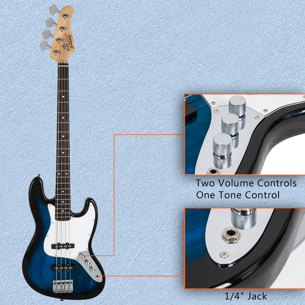 Glarry Electric GJazz Bass Guitar Cord Wrench Tool Blue