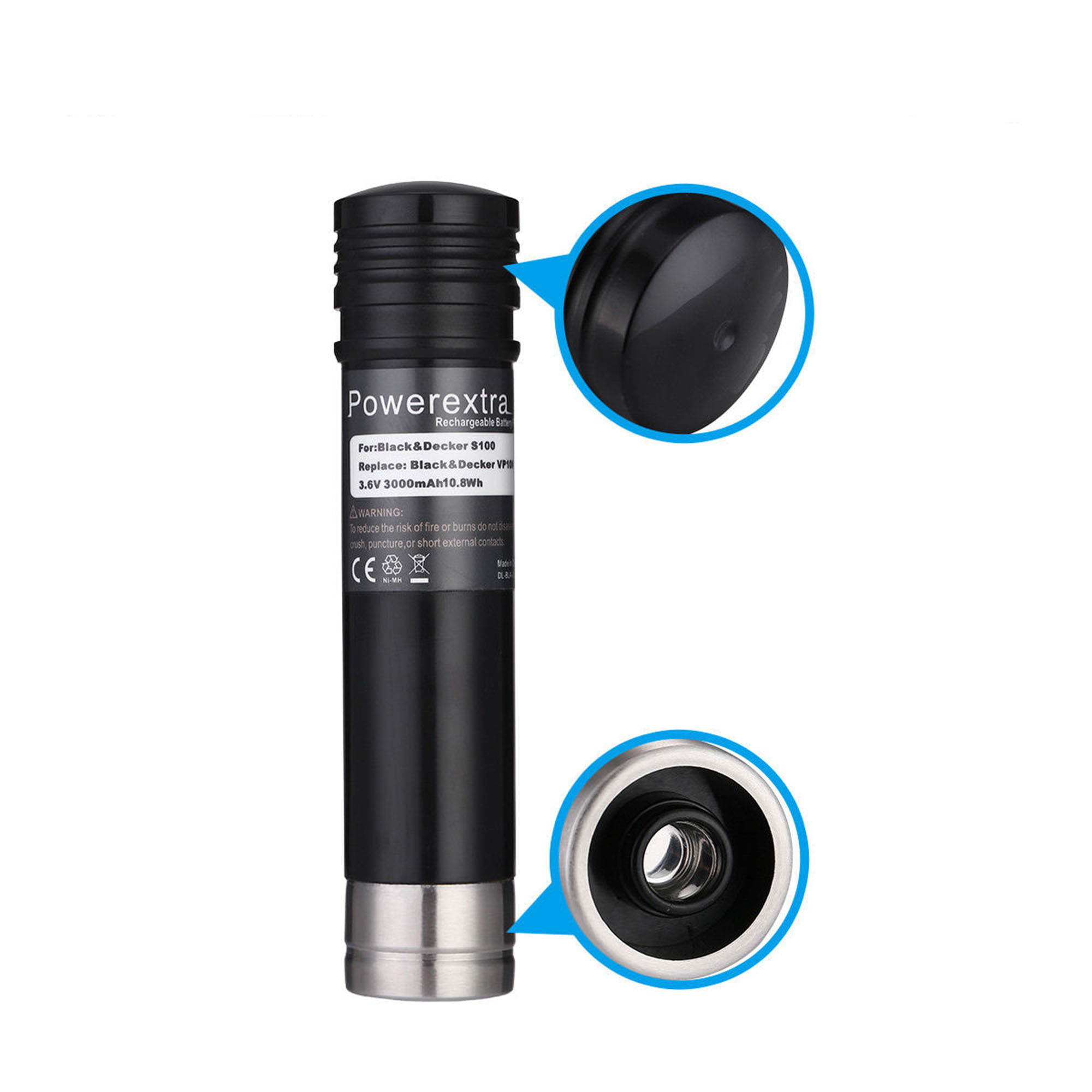 Powerextra 2 Pack 3.6v 3000mAh Replacement Battery for Black & Decker Versapak Vp100, Vp105, Vp110, Vp142, Vp7240 Sears-Craftsman Pivot180 PLR36NC S100 Black and Decker NI-MH Batteries