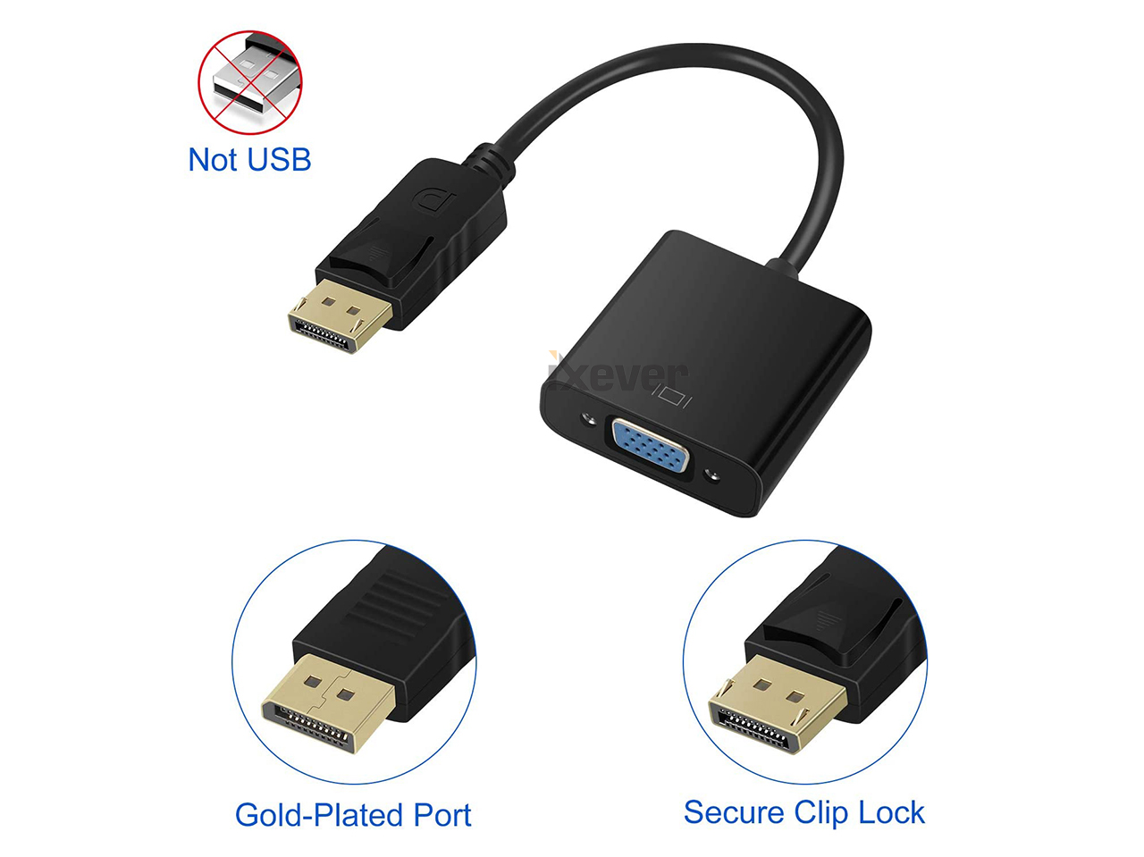 Display Port to VGA (2Pack), Gold Plated DisplayPort to VGA Converter Adapter (Male to Female) for Computer, Desktop, Laptop, PC, Monitor, Projector, HDTV, HP, Lenovo, Dell, ASUS and More