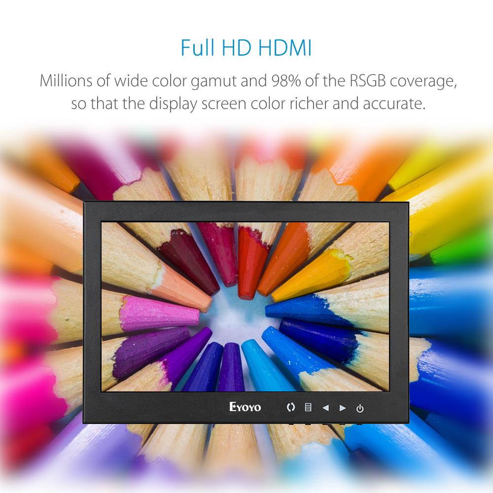 7" inch 1024*600 Video Audio HDMI Monitor BNC/VGA/AV Input For Car View Camera