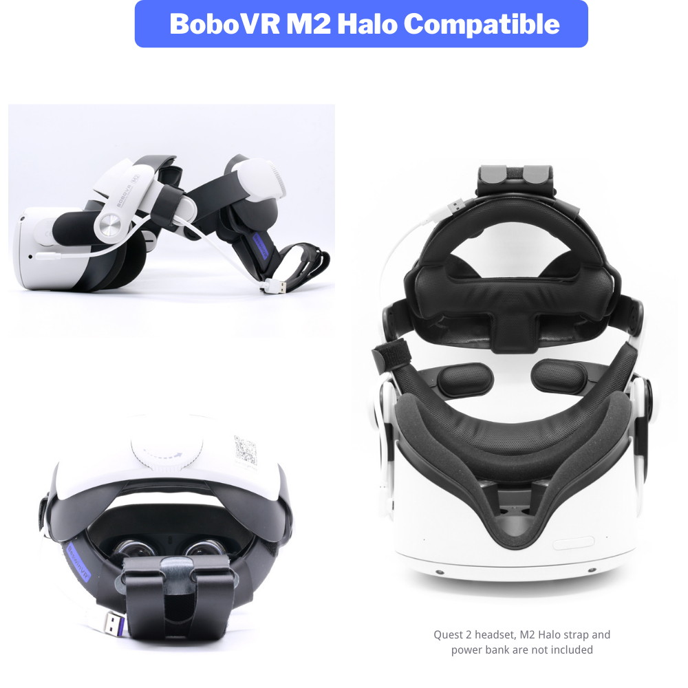2021 BeswinVR Halo Padding Kit 3 in 1 & Power Bank Holder for Oculus Quest 2 Strap, Halo Strap and Bobo VR M2- Black and White Bundle