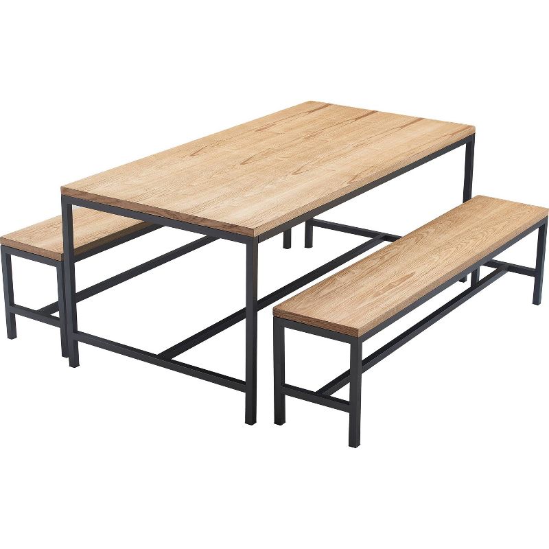 Dobson Natural Wood and Black Metal Dining Table Natural - Finch