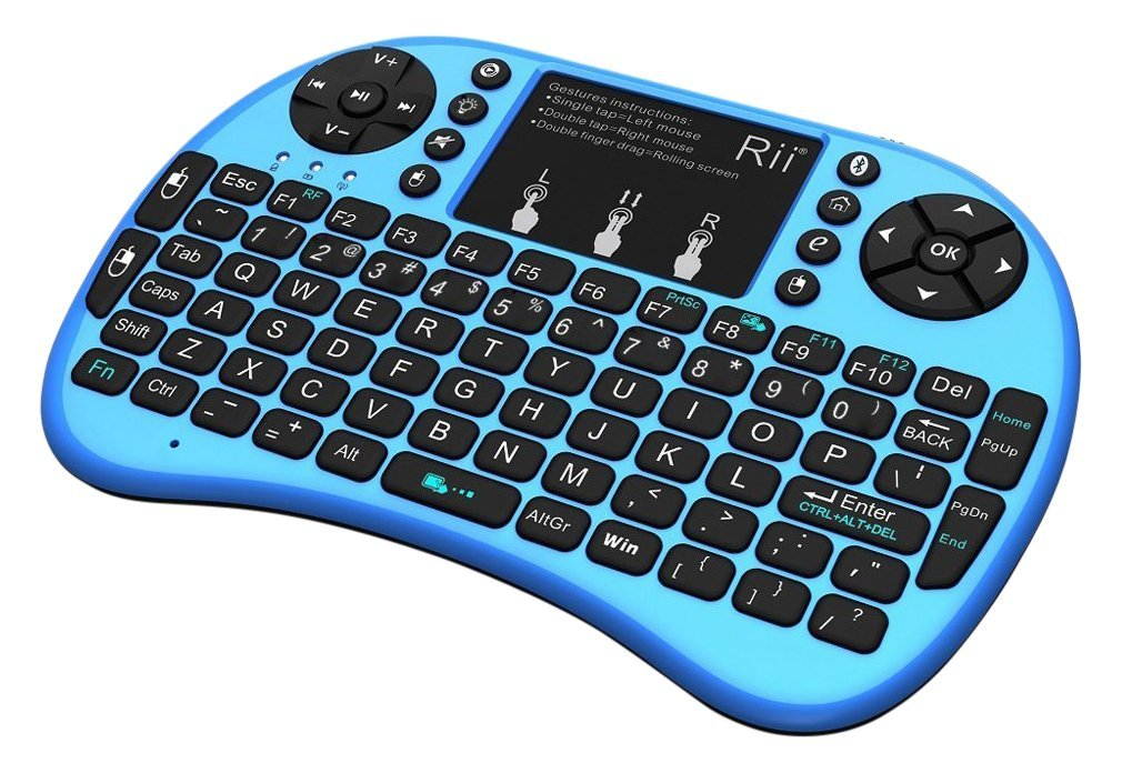 Rii i8+ Mini Bluetooth Keyboard with Touchpad & QWERTY Keyboard, Backlit Portable Wireless Keyboard for Smartphones laptop/PC/Tablets/Windows/Mac/TV/Xbox/PS3/Raspberry Pi (Blue)