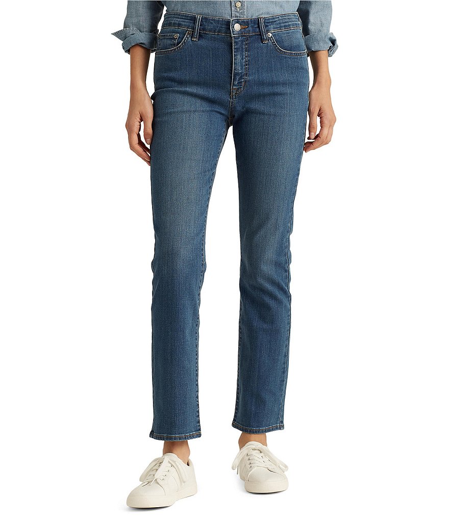 Lauren Ralph Lauren Petite Size Mid-Rise Straight Leg Jeans