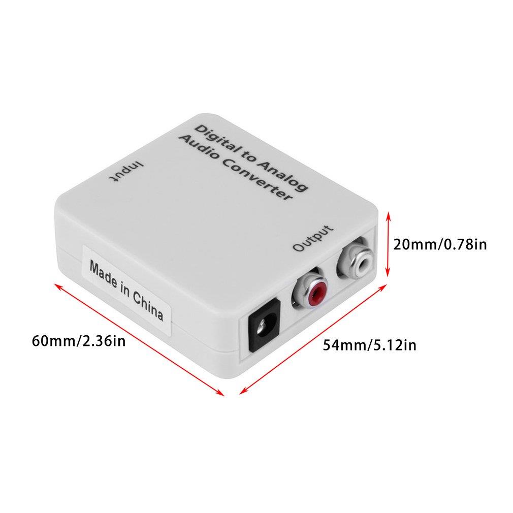 White Digital Optical Toslink Coax to Analog R/L/RCA Audio Signal Converter Adapter without power