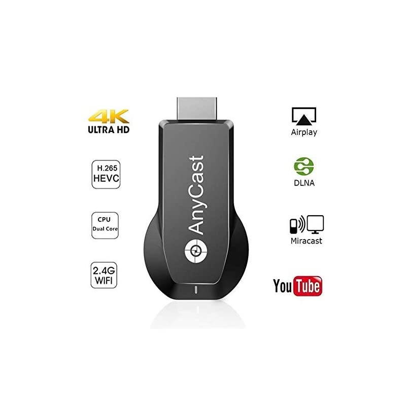 4K1080P Anycast M100 Wireless Display Adapter  WiFi Display Dongle HDMI Screen Mirroring Dual Core H265HEVC Decoder HD TV Stick Without Switching Miracast Airplay DLNA Support 4K 1080P