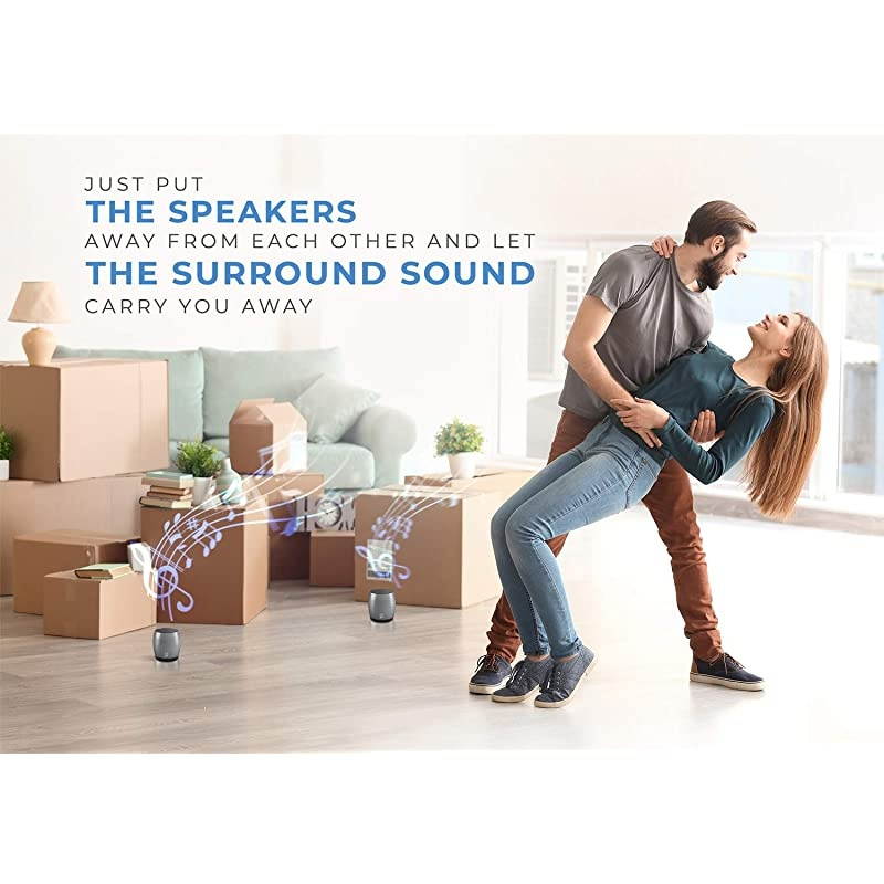 Pack HeadSound GPortable Wireless Bluetooth Speakers Latest Powerful Dual True Wireless Mini Speaker Set wSurround HD Sound Instant Pairing wBuilt in Mic HandsFree Calls for Home Office