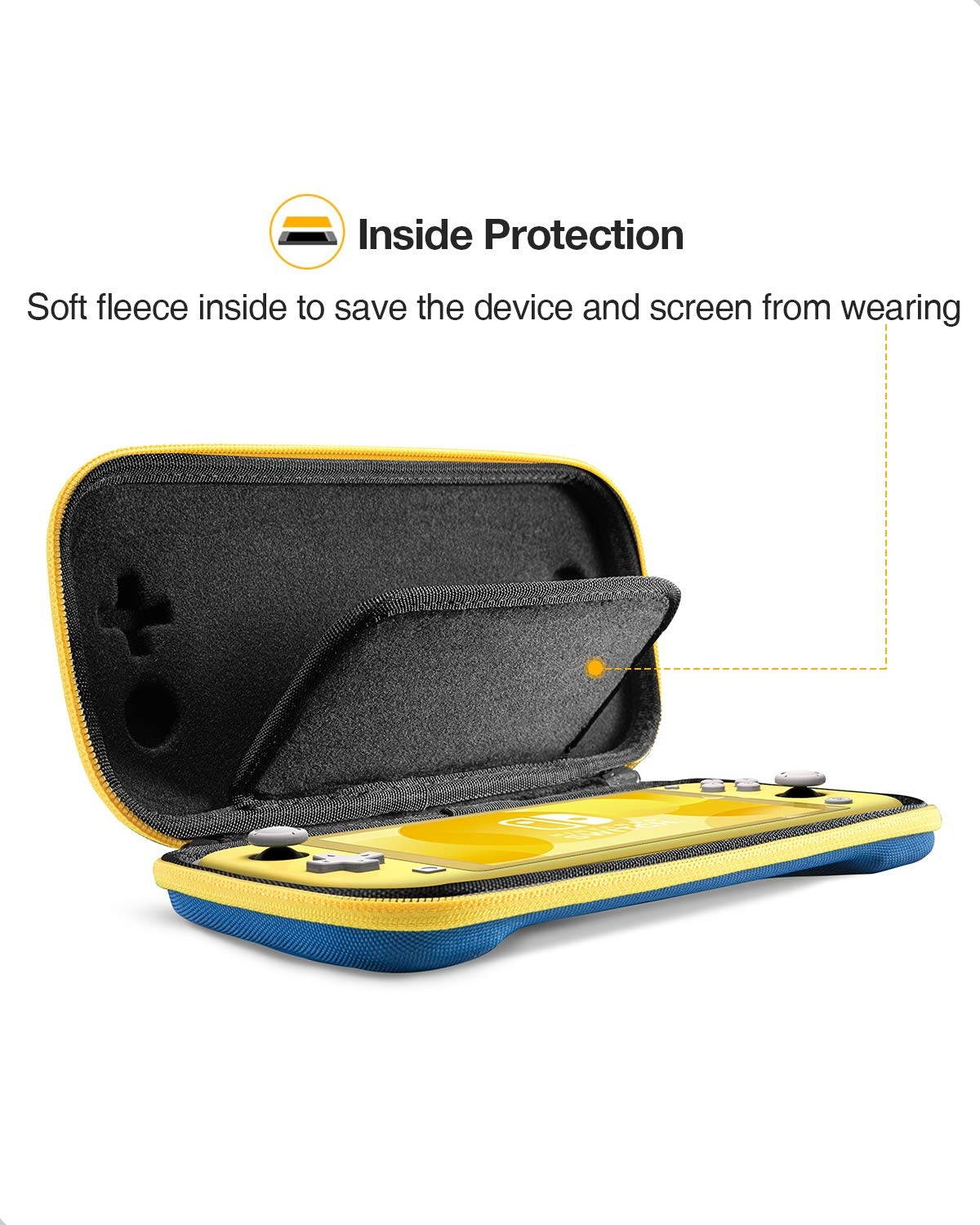 tomtoc Slim Carry Case for Nintendo Switch Lite, Protective Portable Carrying Cases with [Original Patent], Travel Storage Hard Shell with 8 Game Cartridges and Military Level Protection, Blue