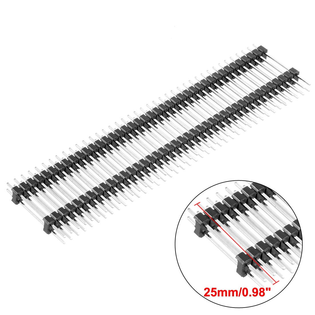 5Pcs 2.54mm Pitch 40-Pin 25mm Length 2 Row Straight Connector Pin Header Strip