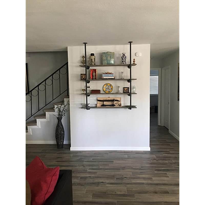 Retro Wall Mount Iron Pipe Shelf Hung Bracket Diy Storage Shelving Bookshelf 2 pcs