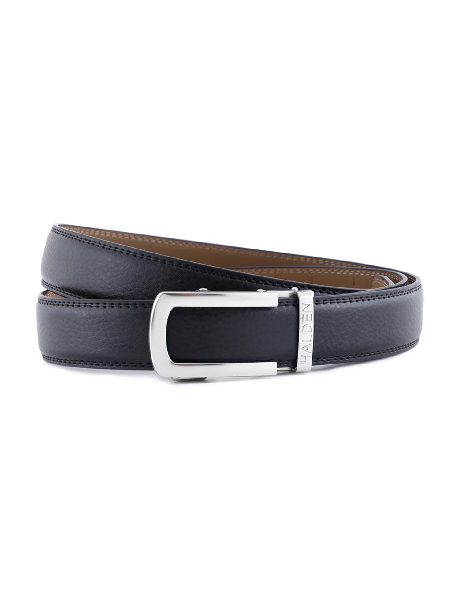 Halden Black Falcon Formal Belt With Classic Silver Matt Buckle