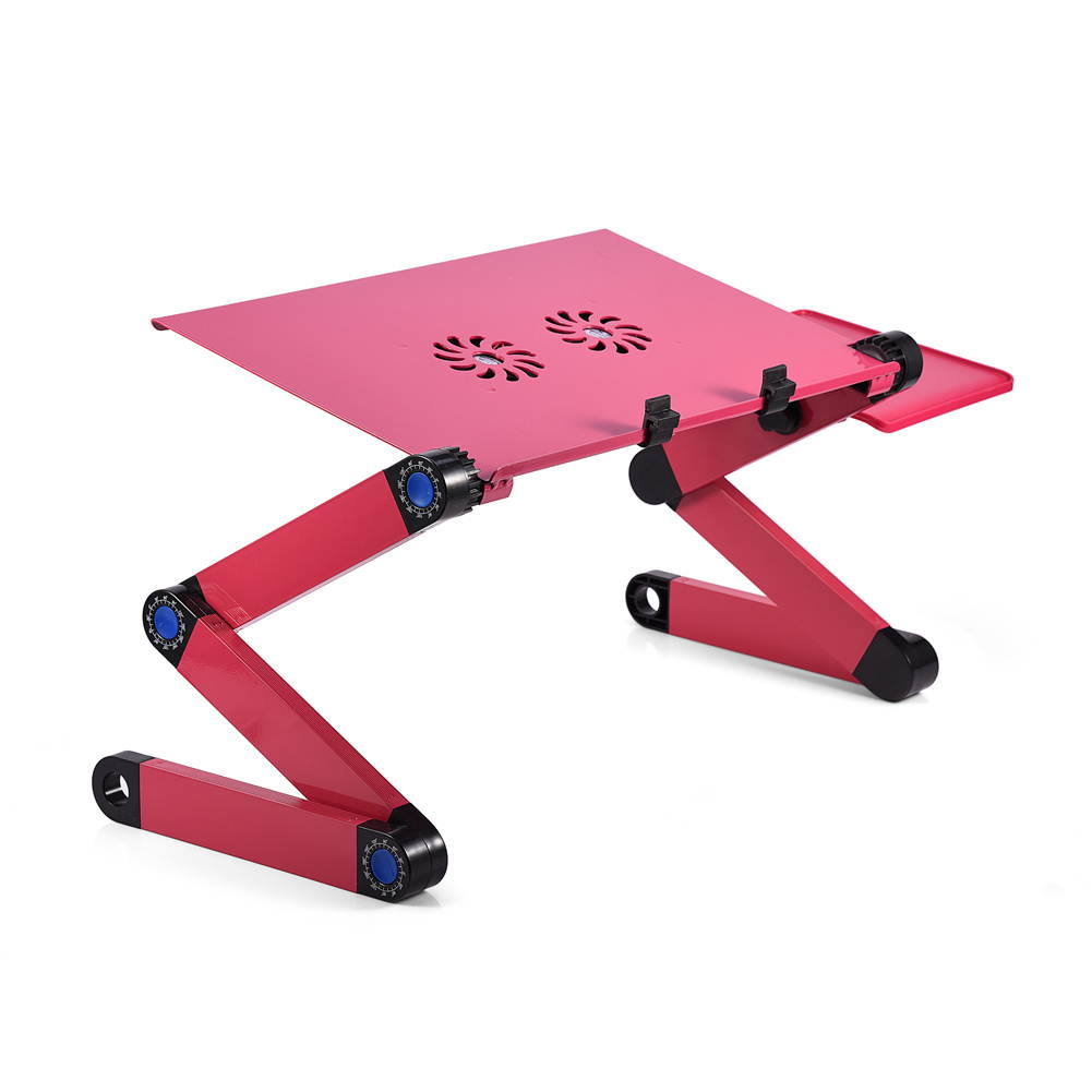 360&deg;Adjustable Foldable Laptop Notebook Desk Table Stand Bed Tray Cooling Fans Rose Red