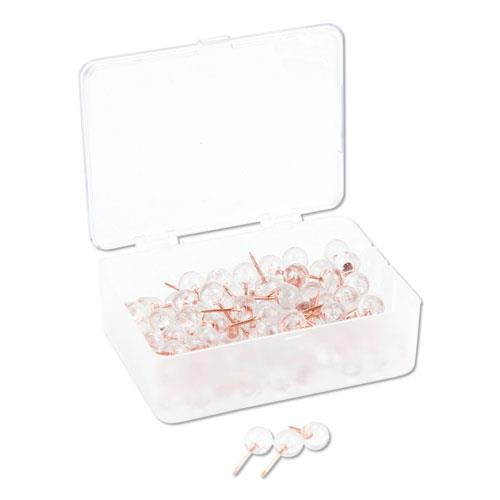 Fashion Sphere Push Pins, Plastic, Clear/Rose Gold, 7/16", 100/Pack 3089U0624