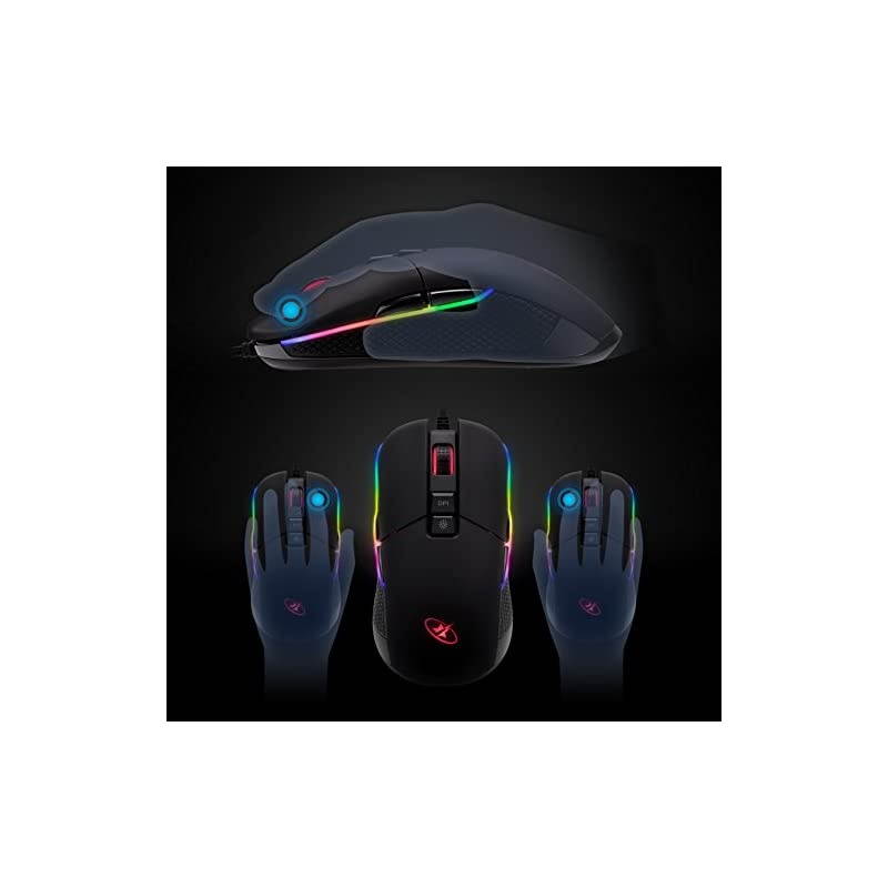RGB Gaming Mouse with Ambidextrous Grip for Computer/PC/Laptop/Mac Book with 10000 DPI Optical Gaming Sensor and Comfortable Ergonomic Design w/9 Buttons (NEON M62)
