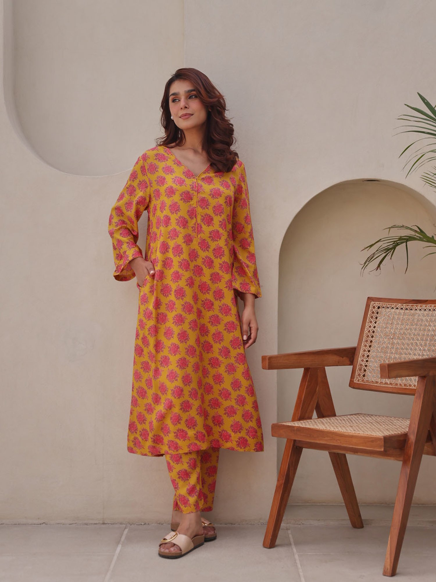 Ekohum Mustard Kurta With Pants