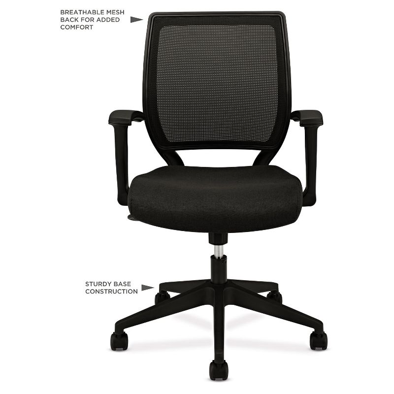 Basyx VL521 Series Mid-Back Work Chair Mesh Back Fabric Seat Black VL521VA10