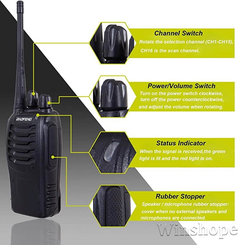 Long Range Walkie Talkies 5 Pack Two Way Radios with Earpiece FRSGMRS UHF Handheld Reachargeble BF888s Walkie Talkie for Adults or Kids Liion Battery and Charger Included