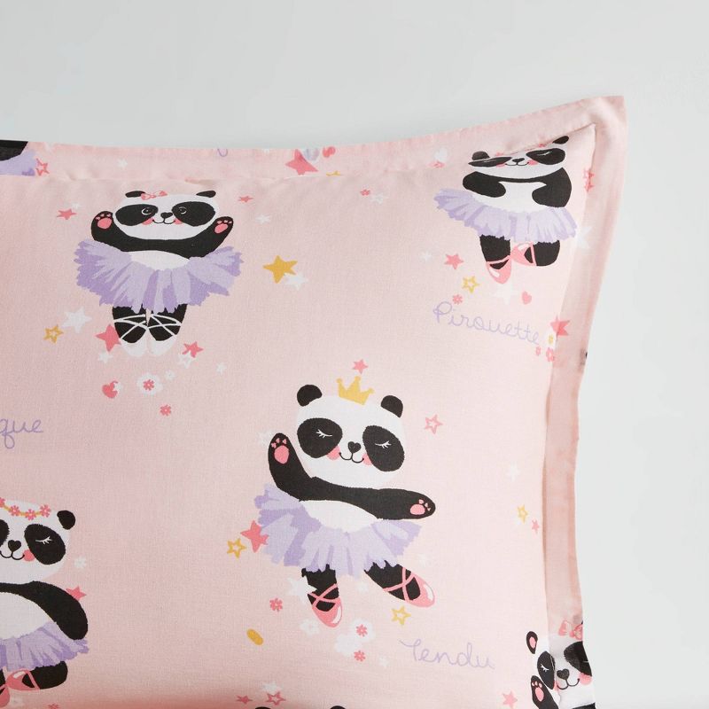 Full/Queen Patty Ballerina Panda Cotton Comforter Set Pink