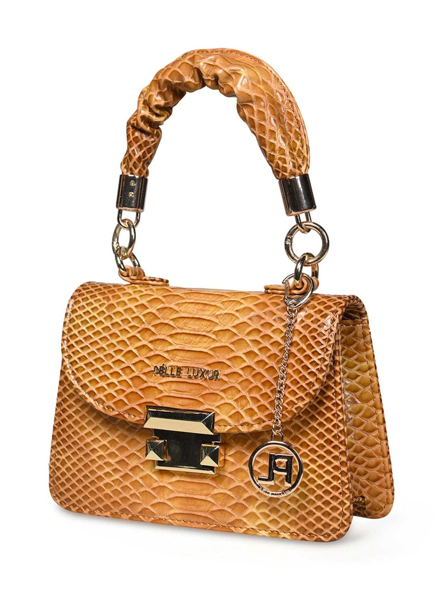 PELLE LUXUR Light Brown & Dark Brown Animal Effect Small Satchel