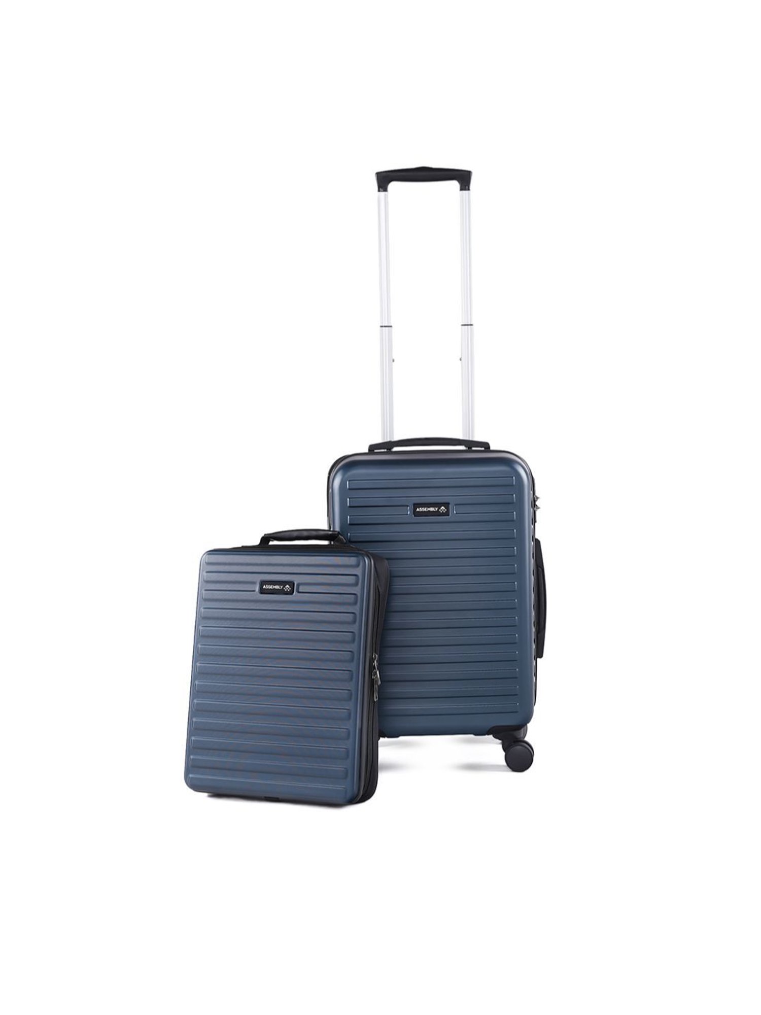 Assembly Blue Cabin Trolley Bag (20 inch) with Hard Shell Backpack
