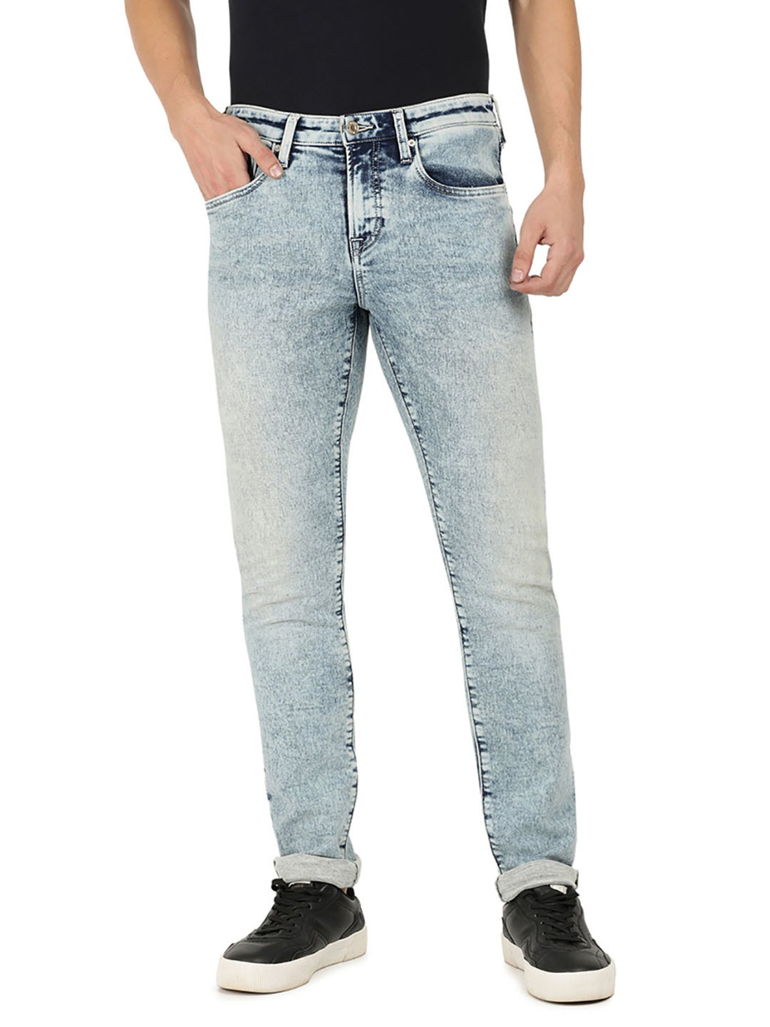 EVERBLUE Blue Comfort Slim Midrise Stretchable Jeans