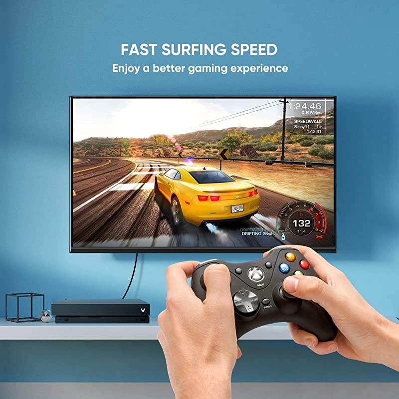 Cat 8 Ethernet Cable Cat8 RJ45 Network LAN Cord High Speed for Gaming PS4 Xbox One PS3 Modem Router PC Mac Laptop 25FT