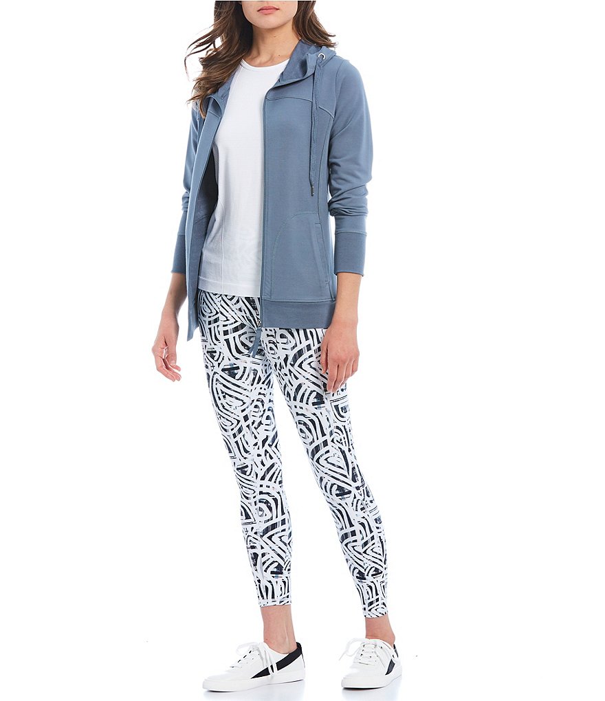 IBKUL Kimmy Print Long Sleeve Mock Neck Active Top