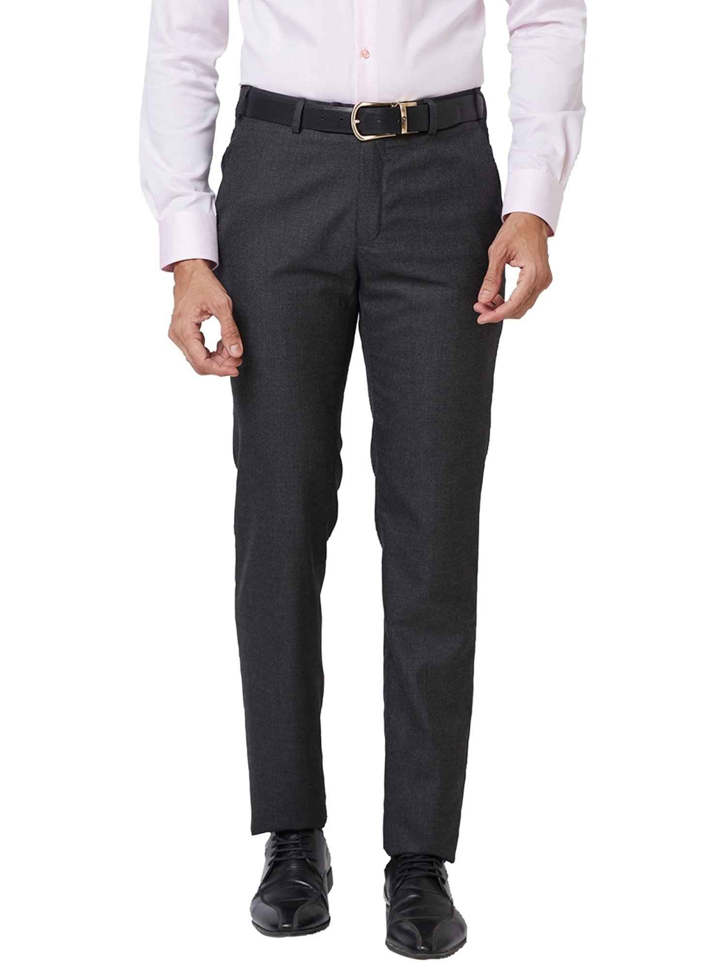 Raymond Grey Slim Fit Texture Trousers
