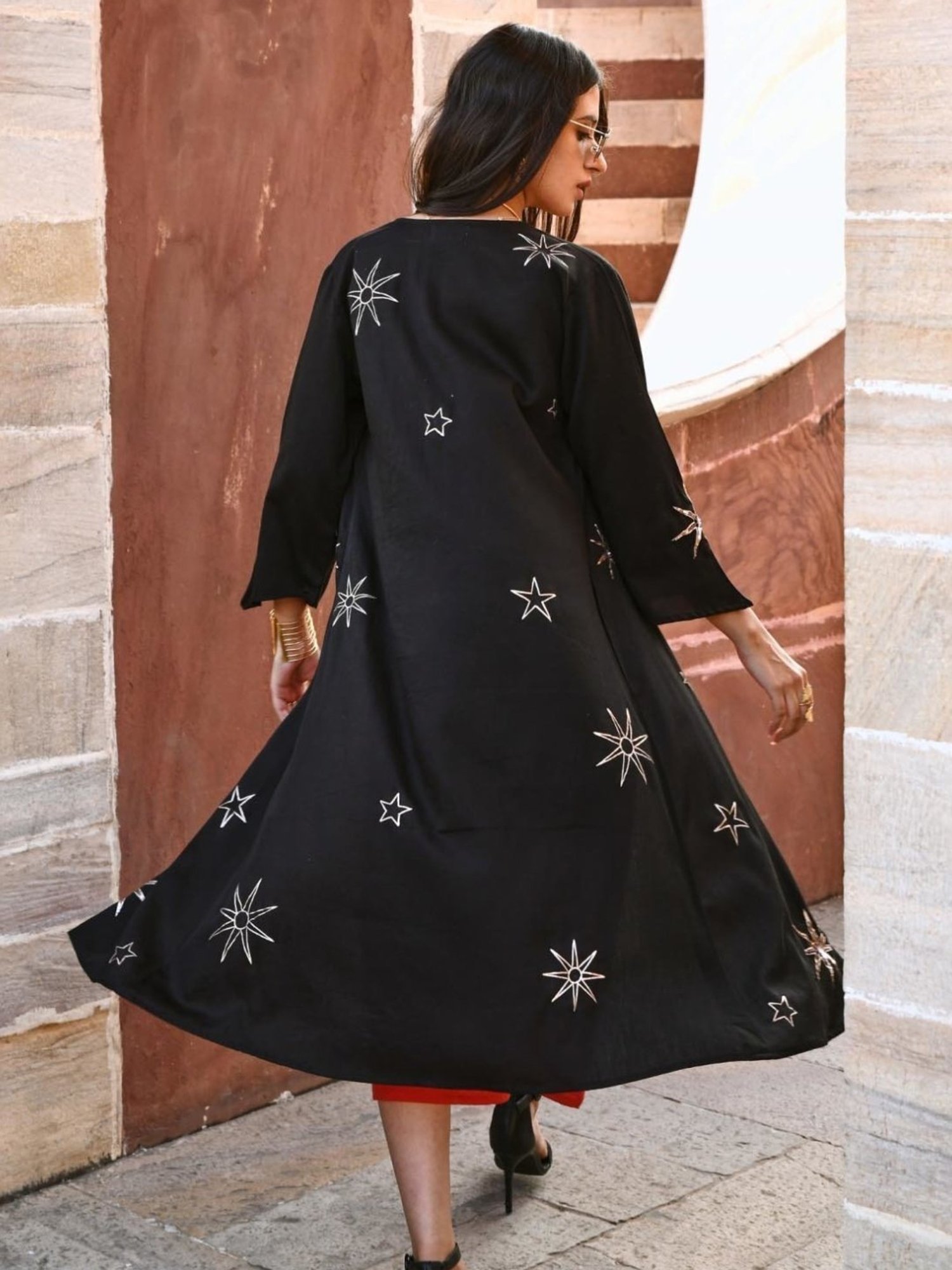 Gulaal Black Kashvi Star Sequin Embroidered Cover-up Jacket
