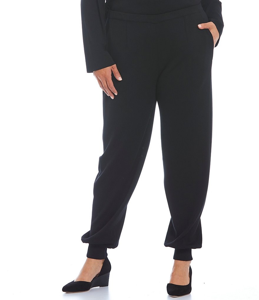 Ming Wang Plus Size Easy-Care Knit Relaxed Joggers