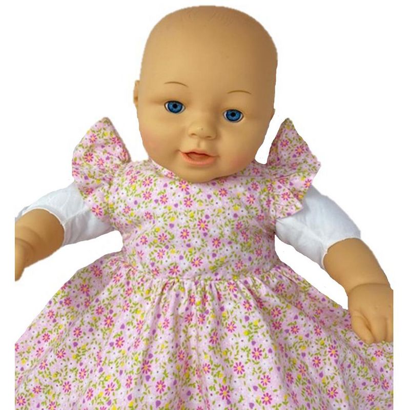 Doll Clothes Superstore Pink Flower Print Dress For 18-20 Big Baby Dolls