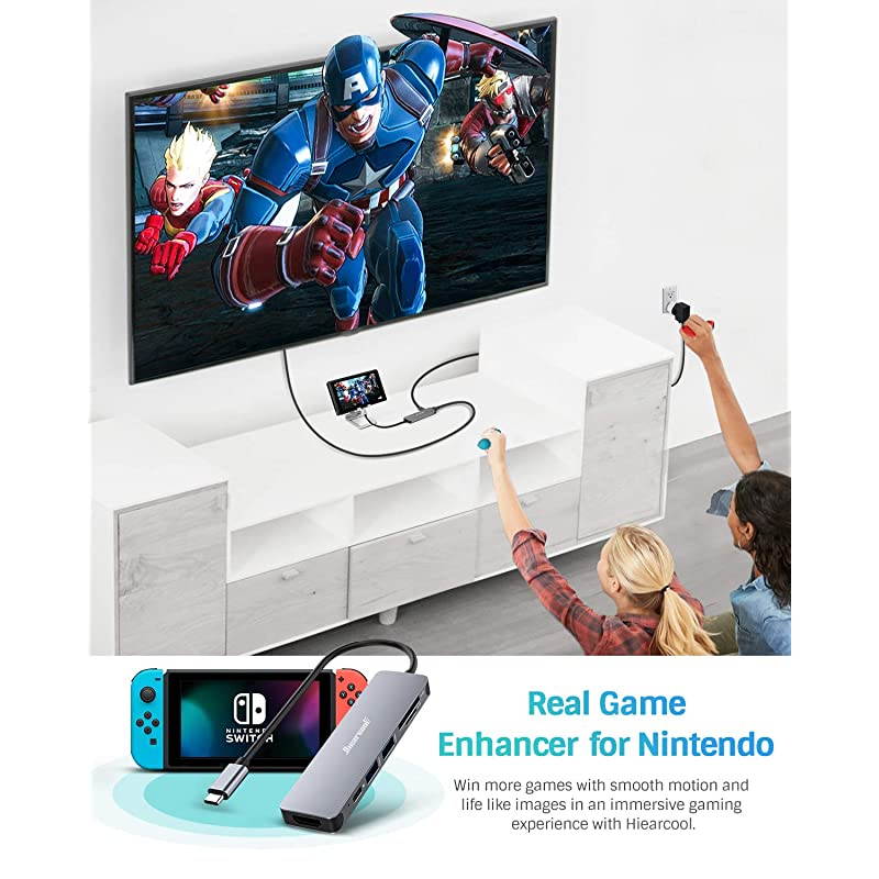 USB C Hub Mackbook Pro Adapter USB C 7 in 1 USB C to HDMI Adapter Compatible for USB C Laptops Nintendo and Other Type C Devices4K HDMI USB30 SDTF Card Reader 100W PD