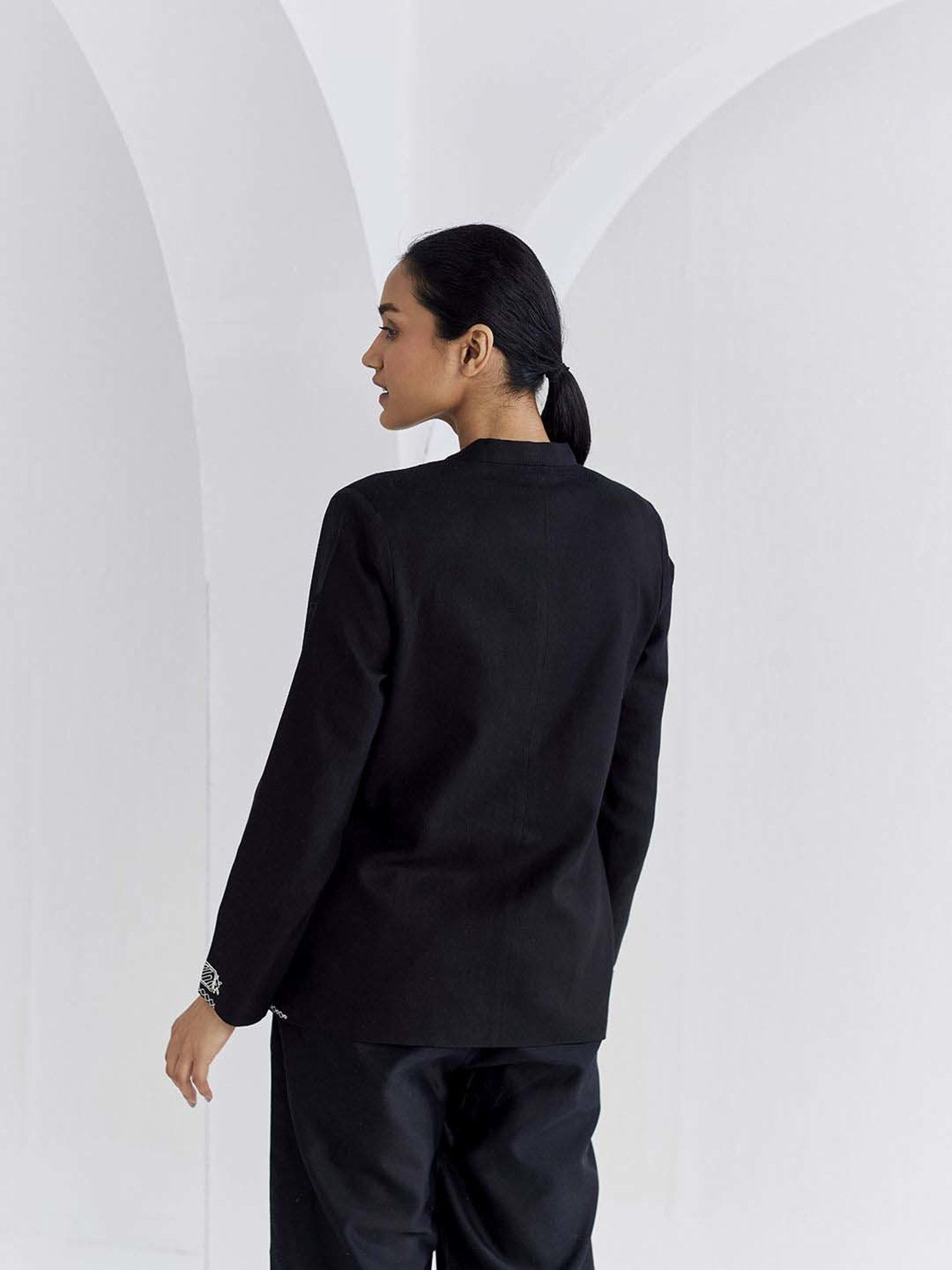 Ancestry Jet Black Embroidered Jacket