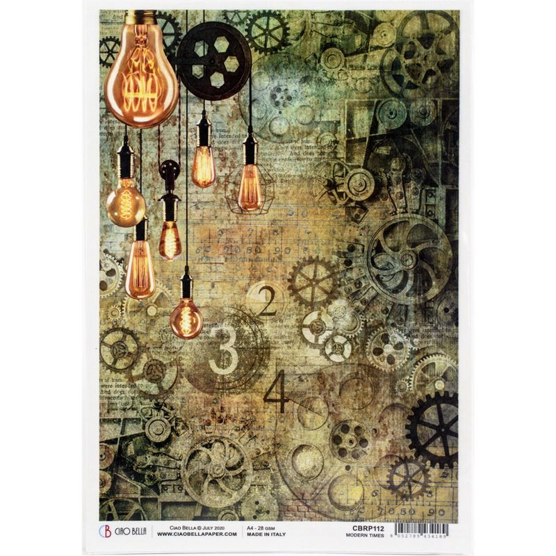 Ciao Bella Rice Paper Sheet A4 5/Pkg-Modern Times