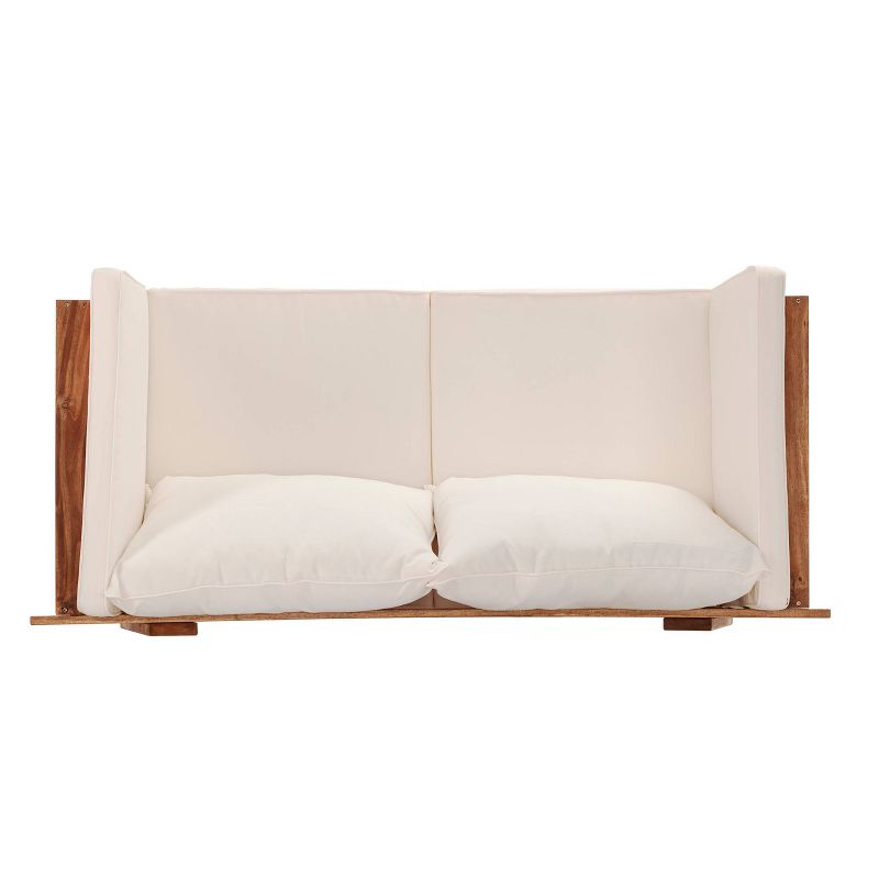 Dolavan Indoor/Outdoor Convertible Lounge Chair/Bench - Natural and White - Holly & Martin