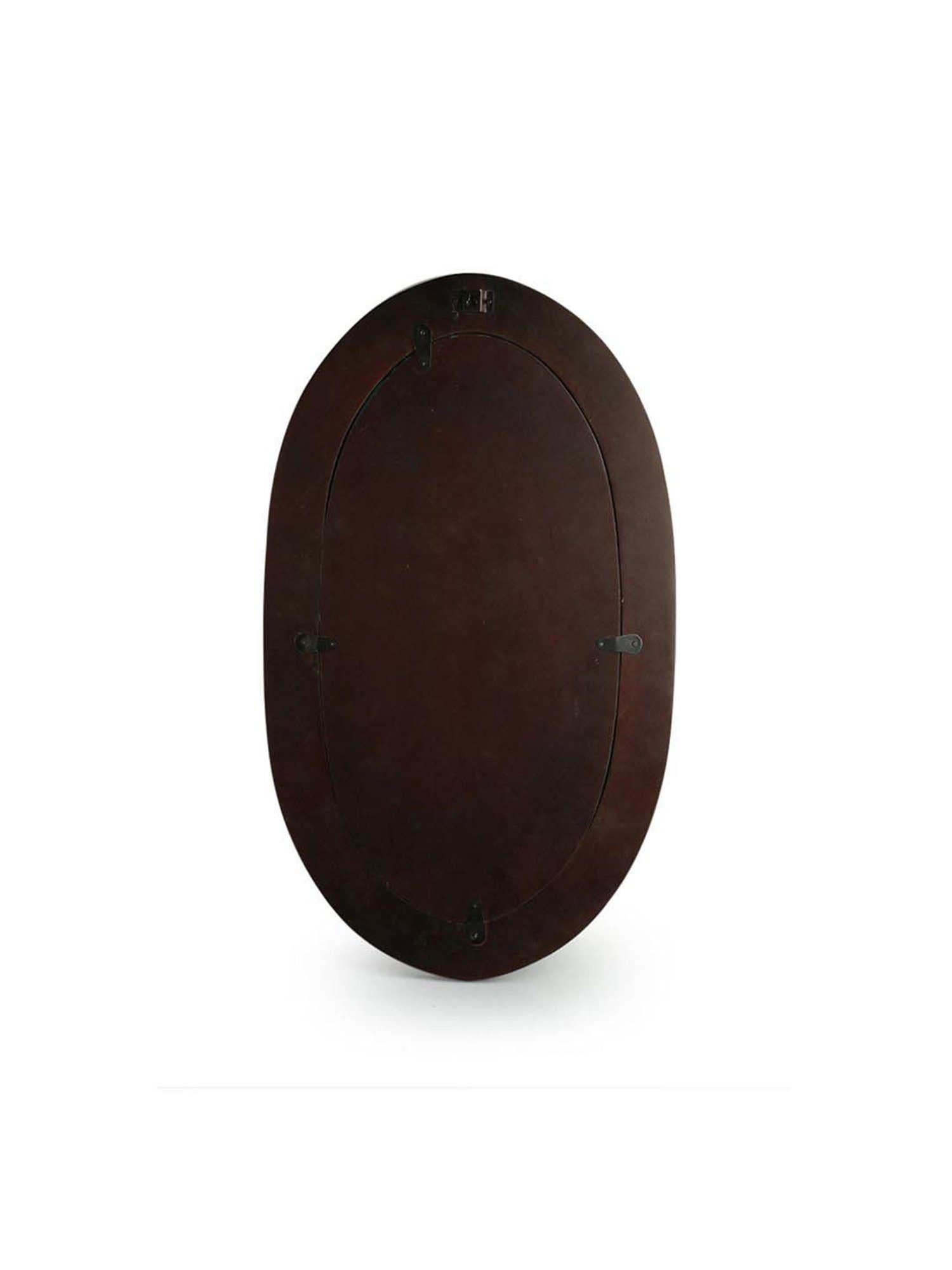 ExclusiveLane Brown Wood Flattened Oval Decorative Wall Mirror